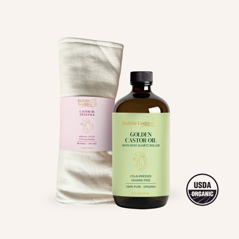 Golden Castor Oil 16 oz + Castor Oil Liver Pack
