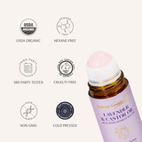Organic Castor oil Roll-on with Lavender  that is USDA Organic, Hexane Free, 3rd party tested, cruelty free, Non-Gmo, cold pressed