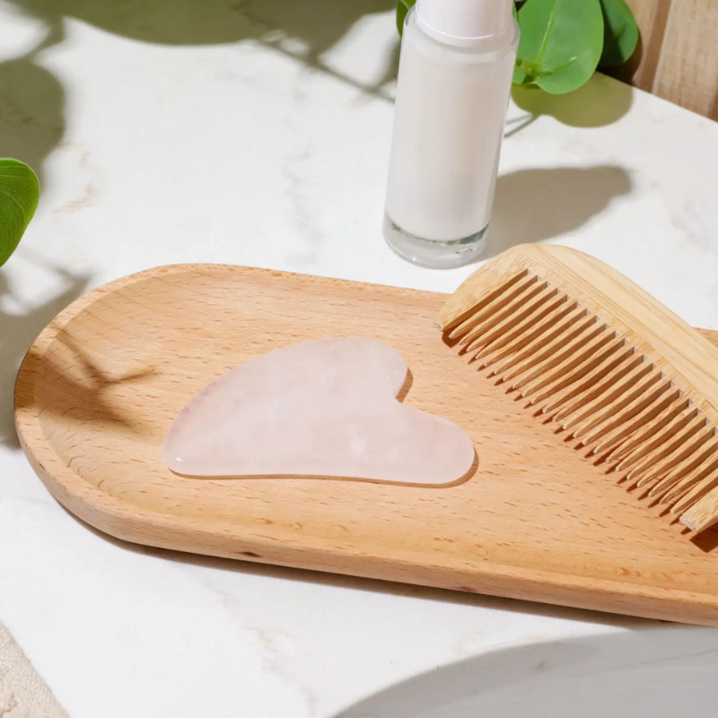 Gua Sha Stone by BeWell – rose quartz gua sha tool product photo