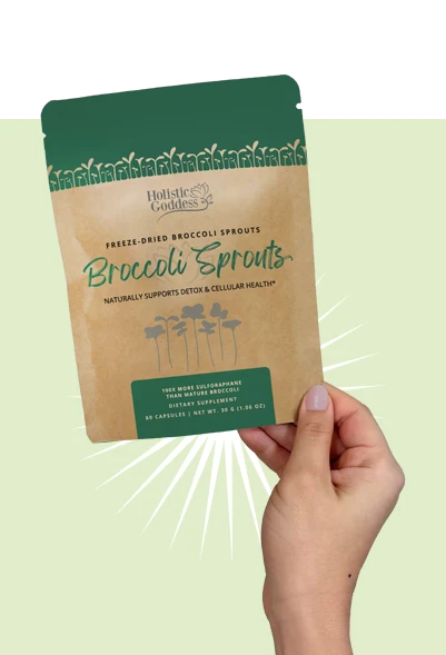 Broccoli Sprouts by Holistic Goddess – hand holding broccoli sprouts pouch
