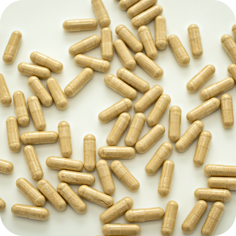 WellBelly by Holistic Goddess – loose capsules scattered flat-lay close-up