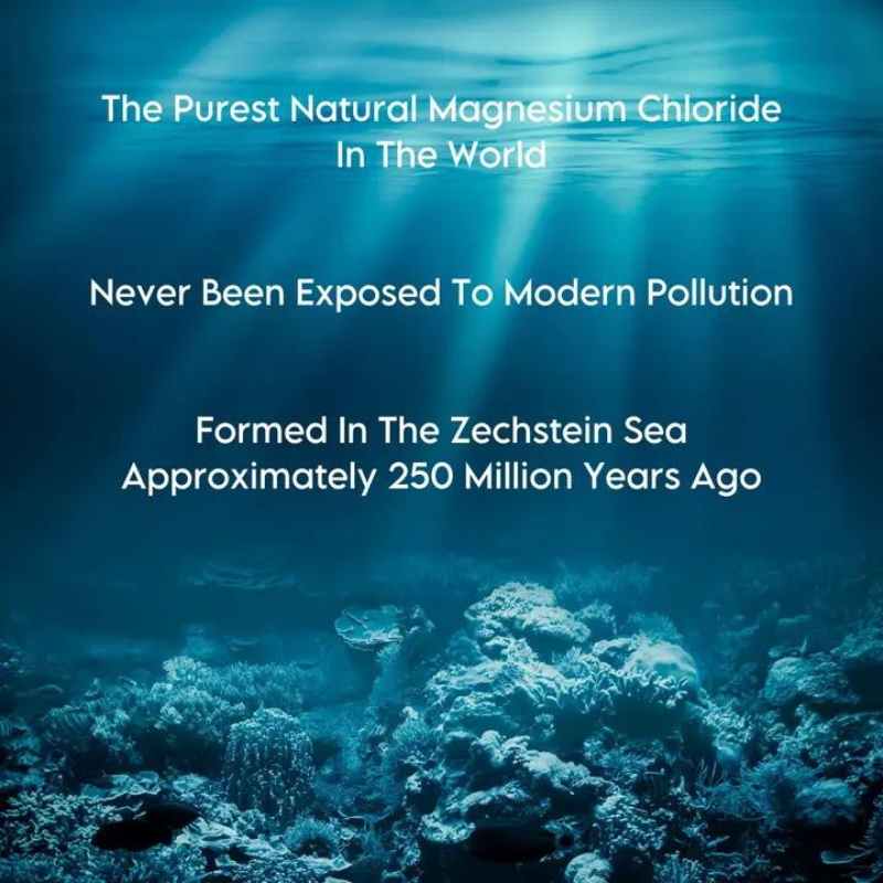 Deep Sea Minerals by LA SALT CO – underwater seabed graphic, purest natural magnesium chloride formed 250 million years ago
