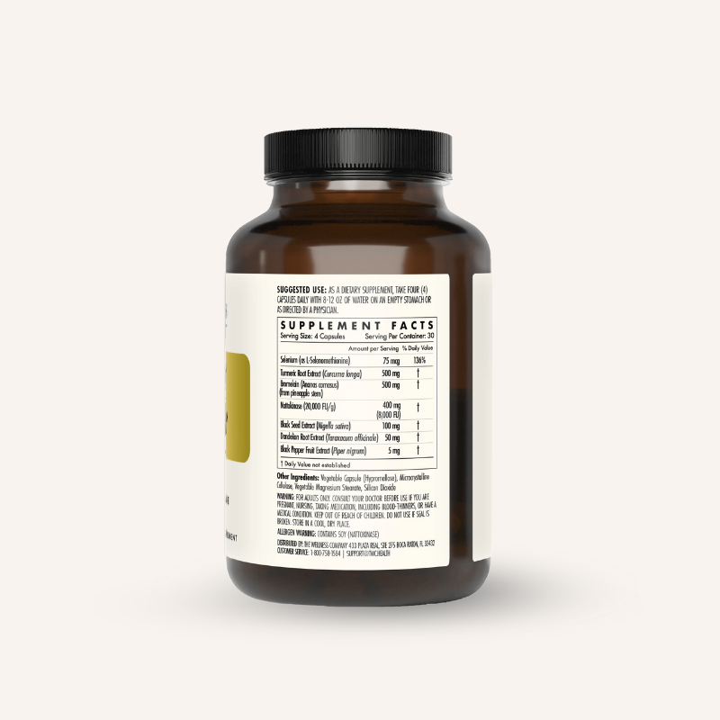 Ultimate Spike Detox – bottle back label close-up with Supplement Facts panel (Serrapeptase, Turmeric Root Extract, Bromel...
